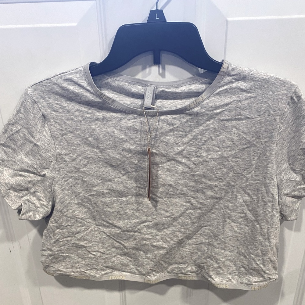 Skims Light Heather Grey Crop T Shirt 3X